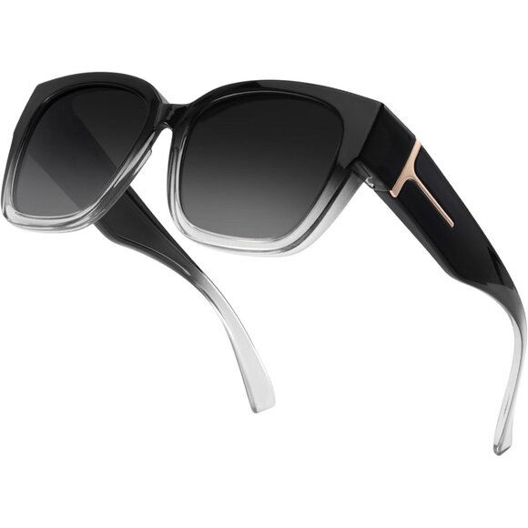 🆕 Women Black Trendy Polarized Sunglasses Oversized Fit Over Driving Protection - Picture 1 of 5